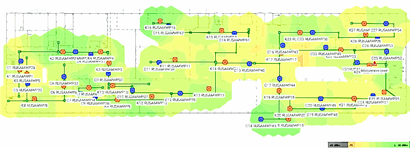 тепловая карта уровней сигнала на частоте 5ГГц тепловая карта уровней сигнала на частоте 5ГГц
